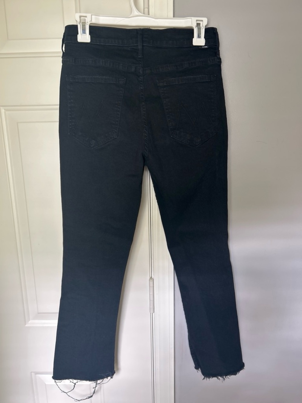 MOTHER Black Skinny Raw-Hem Jeans